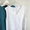 Women's V-Neck Cotton Linen Vest, Artistic Loose Fit, Korean Style Solid Color Sleeveless Top, 2026 Edition.