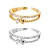 Romance Love Heart Designs Diamonds Accent Copper Adjustable Finger Rings for Special Occasions