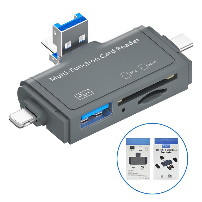 Multi-Function 7-in-1 OTG Card Reader for USB, Type-C, Android, and Computers