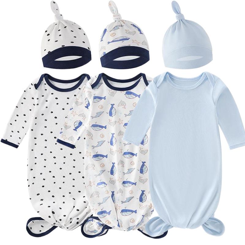 Vastsündinu magamiskott mütsiga, 100% puuvillane mähkimispidžaama poistele, tüdrukutele, ühevärviline trükitud imikute mähkimisrätik 0-12M