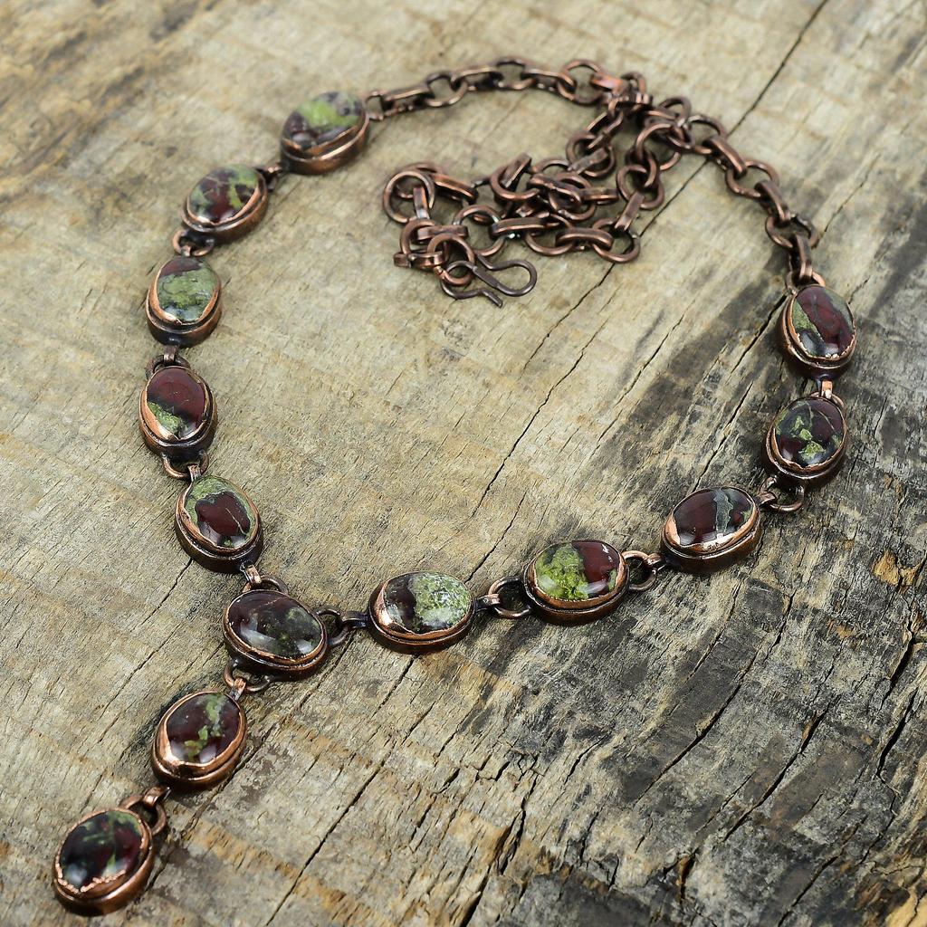 Dragon bloodstone necklace electroformed copper adjustable chain necklace gemstone copper jewelry handmade birthstone necklace gifts for mom