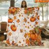 1pc Pumpkin Maple Leaf Blanket - Soft Flannel Suitable for All Seasons, Cozy Throw Bedspread with Pumpkin & Maple Leaf Print, Machine Washable Bedspre