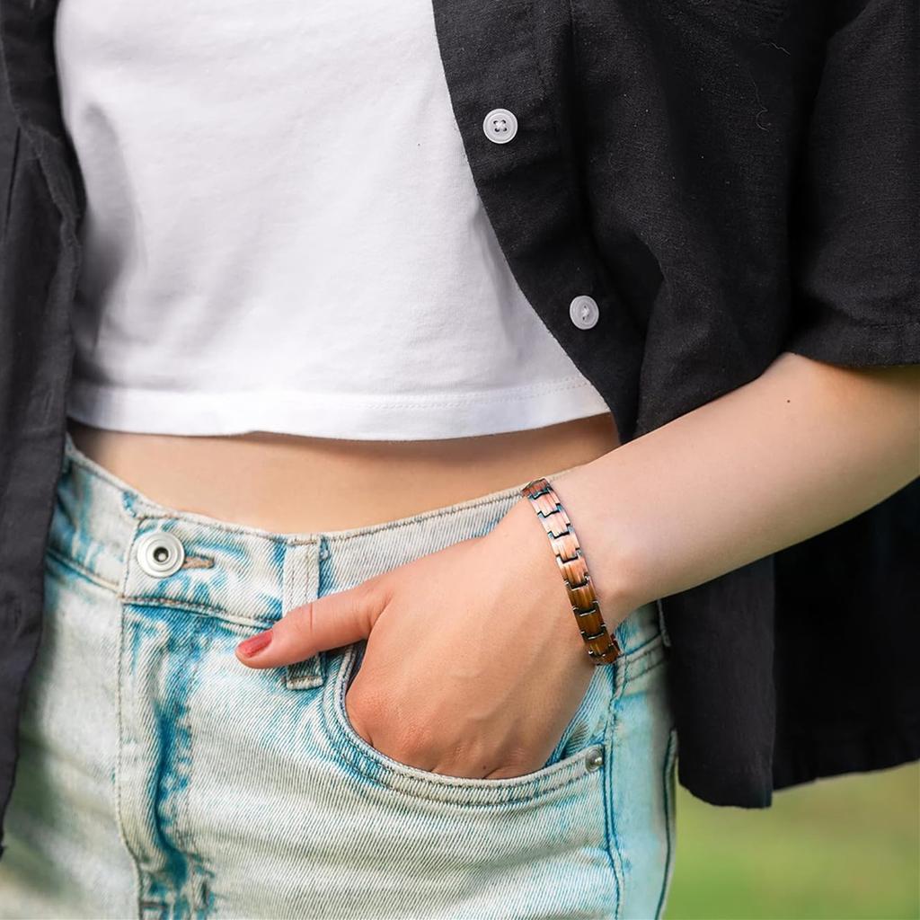 Preumium Armband aus reinem Kupfer für Männer Frauen Doppelreihig Magnettherapie Armband Schmuck Geschenke
