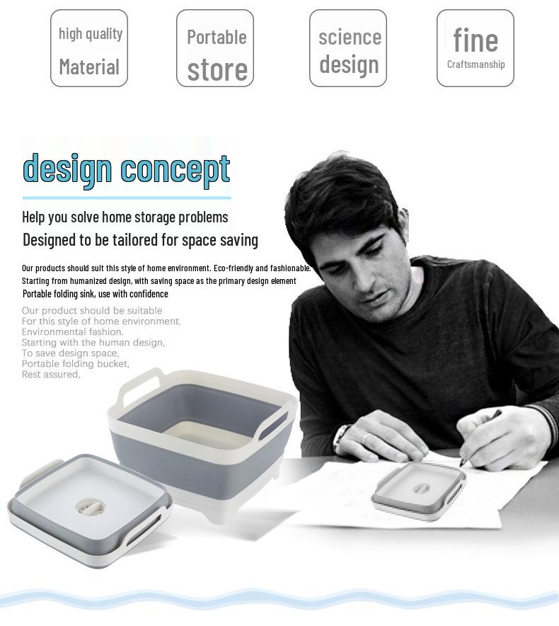 Collapsible Plastic Wash Basin - Portable, Thickened Folding Sink & Ice/Fruit Bucket