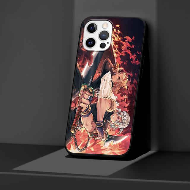 Case For Apple Iphone 11 13 12 Mini 14 Pro Max Xr 7 8 +Se 2020 Xs 6 6s Plus 5 5s Black Silicone Phone Cover Demon Slayer Anime