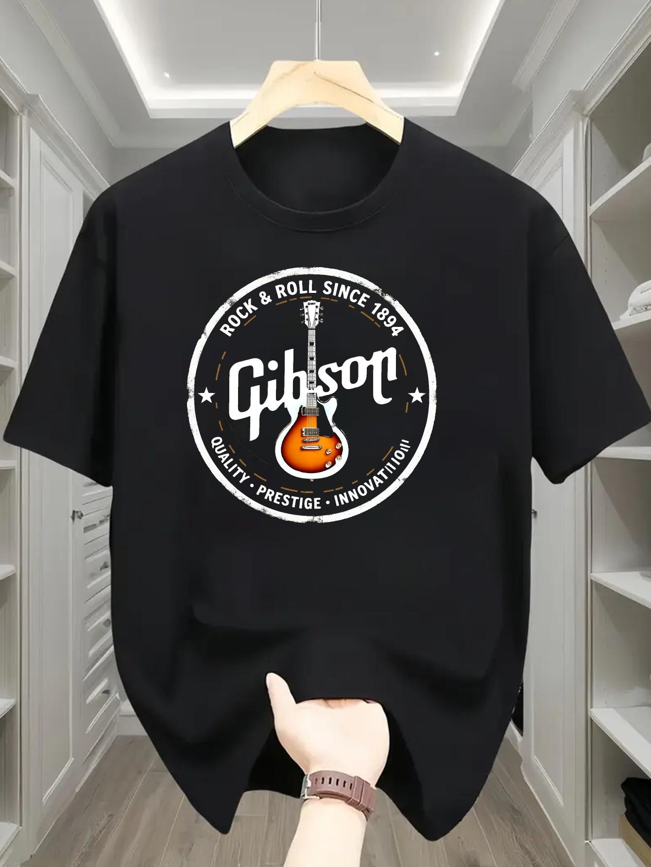 Gibson-Inspired Graphic Print T-shirt - 612 Cotton Blend Micro-Stretch Knit L