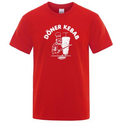 Yeni Sıcak Yaz Kısa KolluTDoner Kebap Komik Rahat Hip Hop Unisex T-shirtMarka Unisex T-shirt Yumuşak Üstler Kırmızı