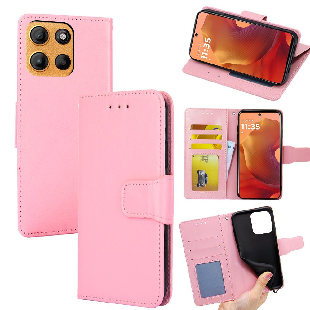 For Motorola Moto G15 Power 4G/G15 4G Case Wallet PU Leather+TPU Folding Stand Phone Cover