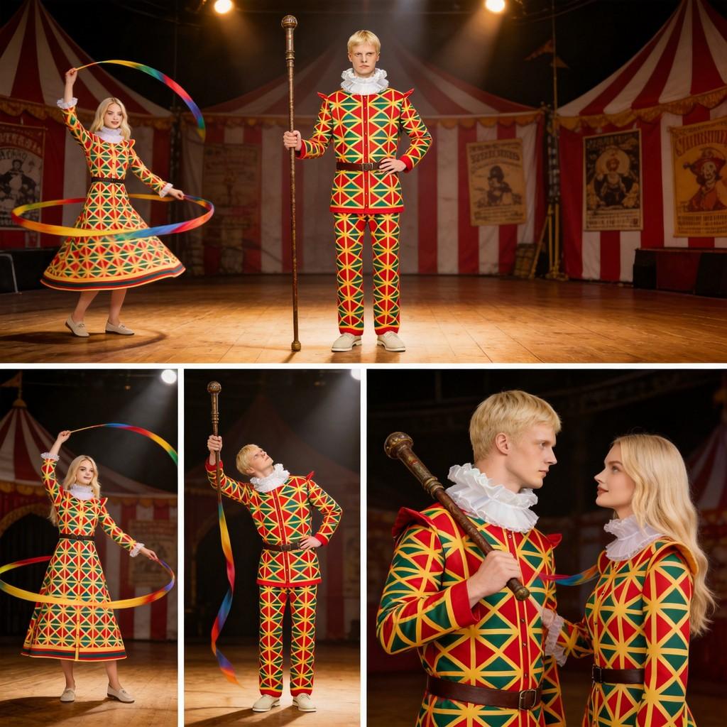 Medieval Clown Cosplay Costume For Circus Performances With Soft Wool Fabric For Adults