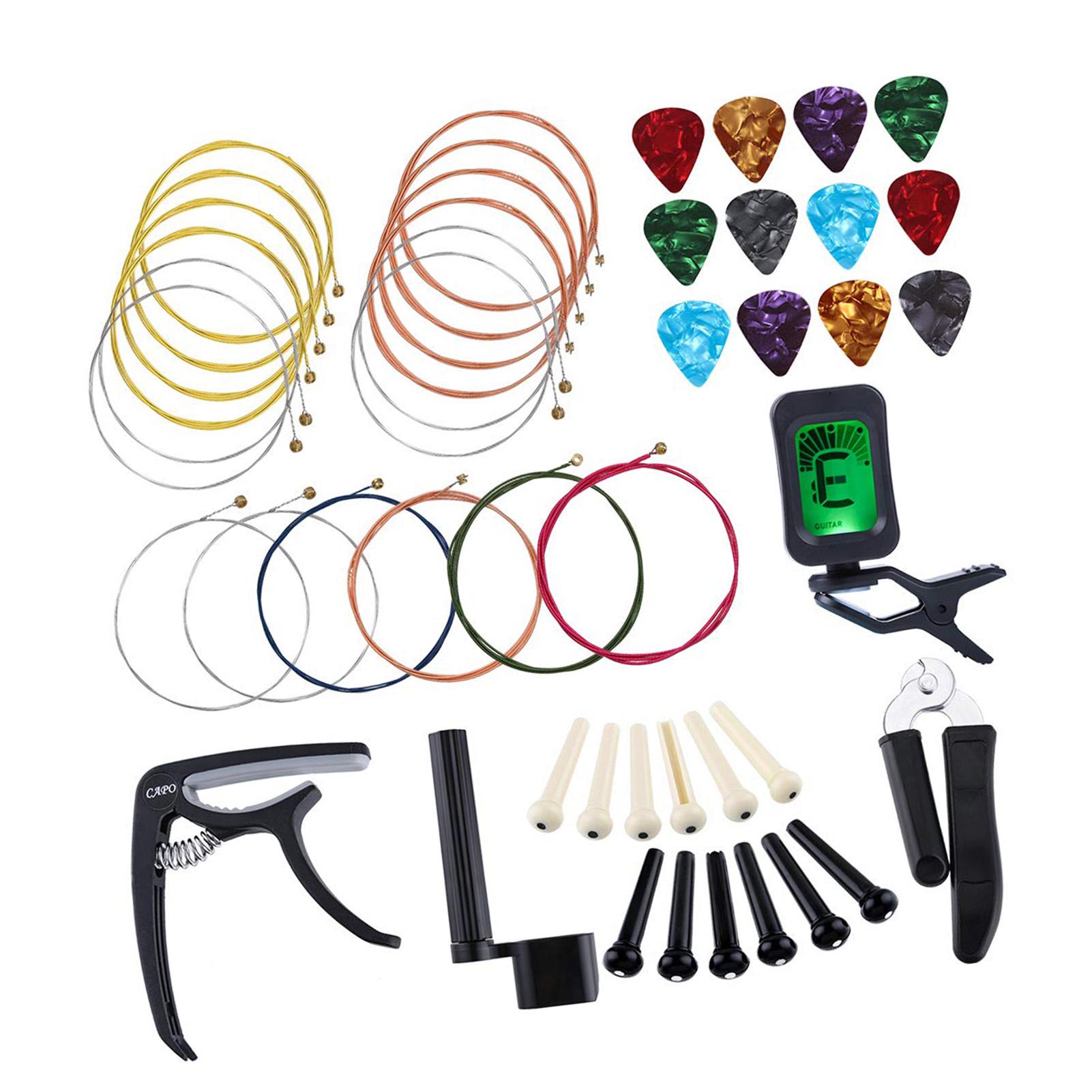 

Набор для замены струн гитары Набор аксессуаров для гитары Инструмент для ухода за игрой на гитаре для начинающих разноцветный