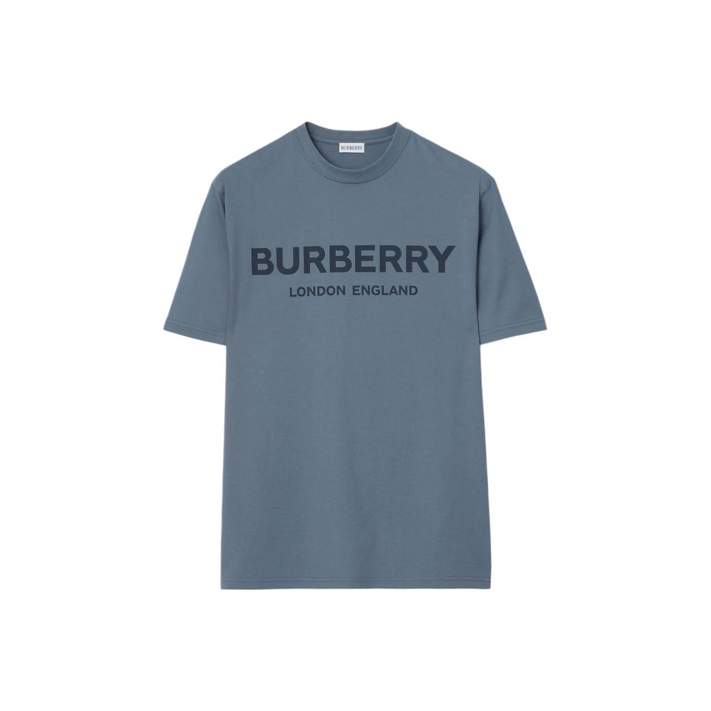 Burberry T-Shirts Men's Carbon Blue Crew Neck Moderate 81115991