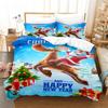 Weihnachts-Bettbezug-Set mit Weihnachtsmann-Motiv, Weihnachtsschlitten-Bettwäsche-Set, weich, bequem, atmungsaktiv, Bettbezug für Schlafzimmer und Gästezimmer