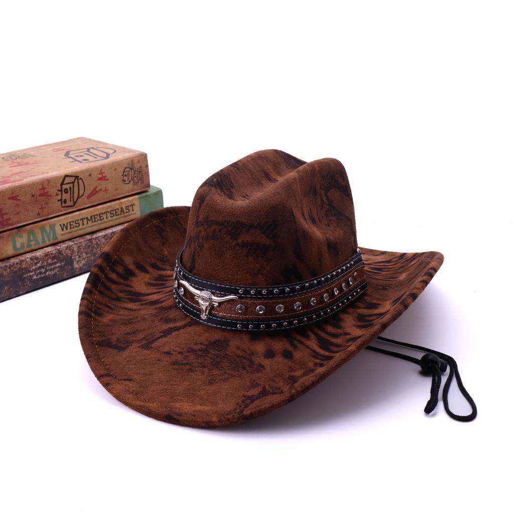 Hot-selling European, American and Western Cowboy Hats, Retro Bull Head Accessories, Ethnic Style Jazz Hats, Men's and Women's Versatile Top Hats