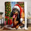 Dachshund In Santa Hat by Fireplace Print Blanket Soft and Cozy Perfect for the Living Room Bed Sofa or a Nap,gift