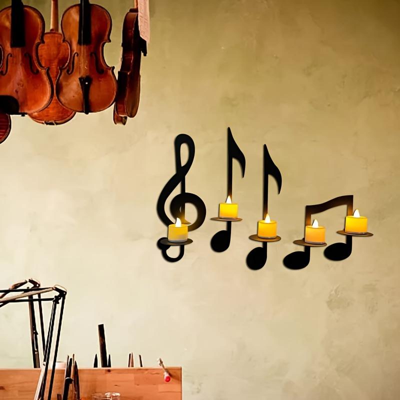 Wall Candle Holder Durable European Home Candlestick Note Modeling Creative Office Music Note Candle Holder Home Decoration
