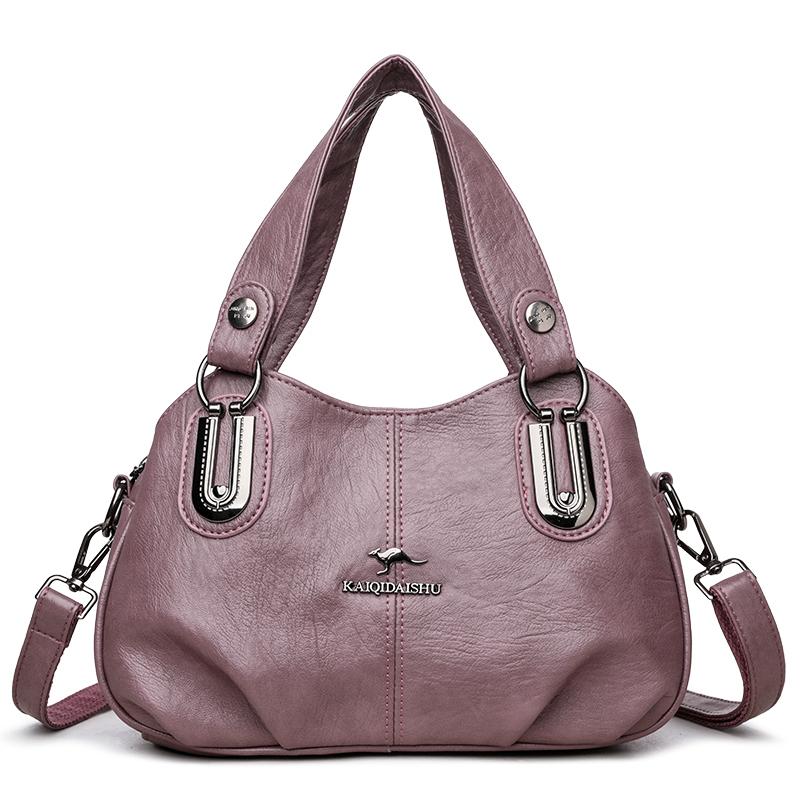 European and American Mother Bags, Middle-aged Women's Crossbody Large-capacity Simple Casual Shoulder Bags, Soft Leather Portable Retro Tote Bags