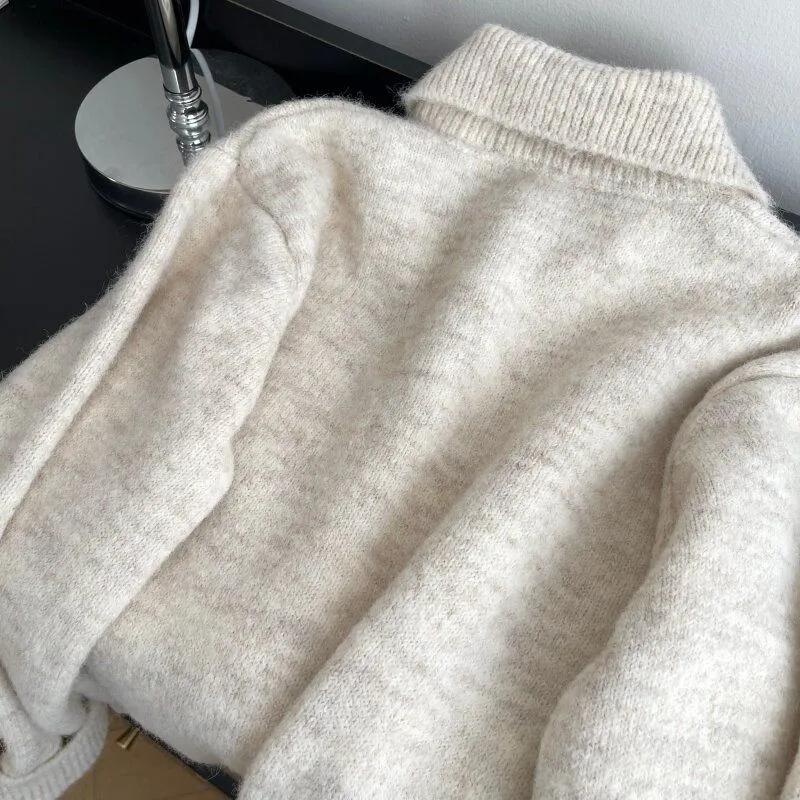 Sweaters Coat Cardigan for Women Winter Oversize Fleece Thickened Solid Color Loose Long Sleeve Knit Sweaters Coat