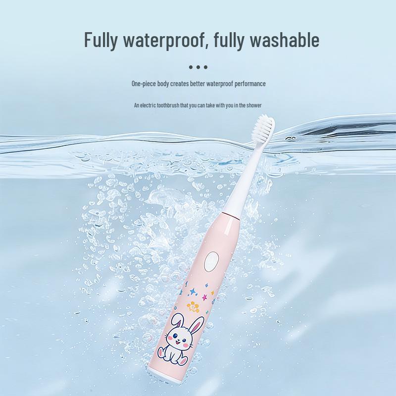 Rechargeable Electric Toothbrush for Kids: Soft Bristles, Waterproof, Automatic, Cartoon Design, Safe for Baby Teeth