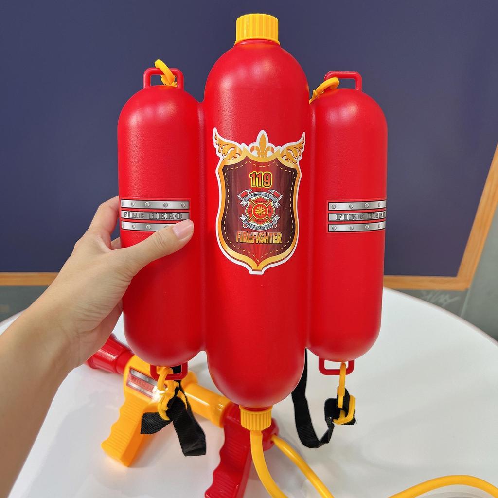 Kids' Firefighter Backpack Water Gun Toy Set with Sprinkler & Fire Extinguisher
