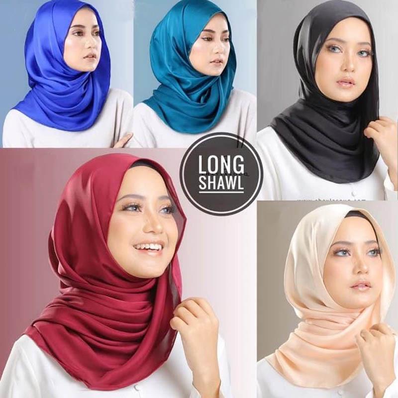 Damen Einfarbig Bandana Imitation Seide Schal Muslim Schal Schal