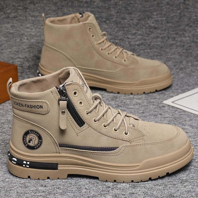 

2025 winter velvet thickened warm high-top Martin boots fashion trend men s shoes to work outdoor work shoes soft sole 44