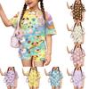 Kids Casual Short Sleeve Top and Shorts Set Animal Print Lightweight Breathable Summer Outfit for Boys and Girls Soft Fabric