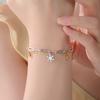 Crystal Snowflake Charms Bracelet for Women Stainless Steel Gold Plated Paperclip Chain Birthday Winter Couple Jewelry Gift