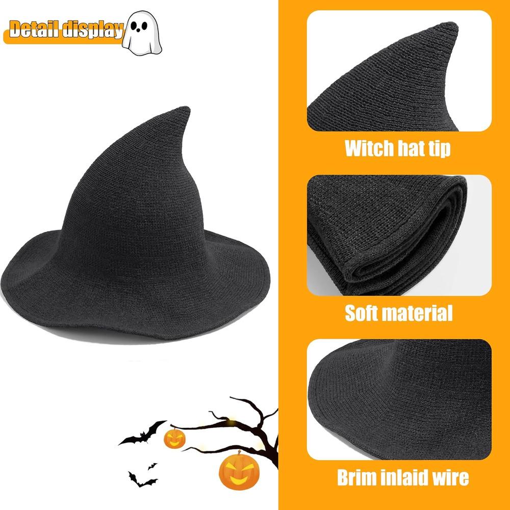 1 Pack Halloween Witch Hat Black Pointy Wizard Hat Halloween Party Cosplay Costume Accessories Suitable for Adult Men and Women