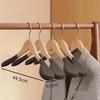JINGRUIXIANG 10-Pack Wooden Wide-Shoulder Flocked Suit Hangers