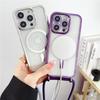 Crossboby Lanyard Plating Clear Phone Case For iPhone 16E 16 15 14 13 12 Pro Max For Magsafe Magnetic Necklace Cord Rope Cover