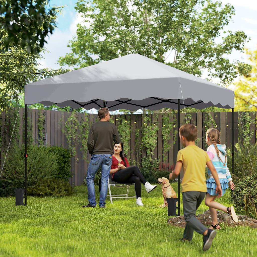 3 x 3 m Pop-Up Gazebo, Height-Adjustable Garden Tent, with Rolling Bag, for Garden, Patio, Metal, Fabric, Light Grey