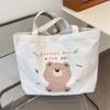 Large Capacity Tote Bag Women's New Trendy Cartoon Bear Printed Shopping Bag Shoulder Bag Canvas Bag