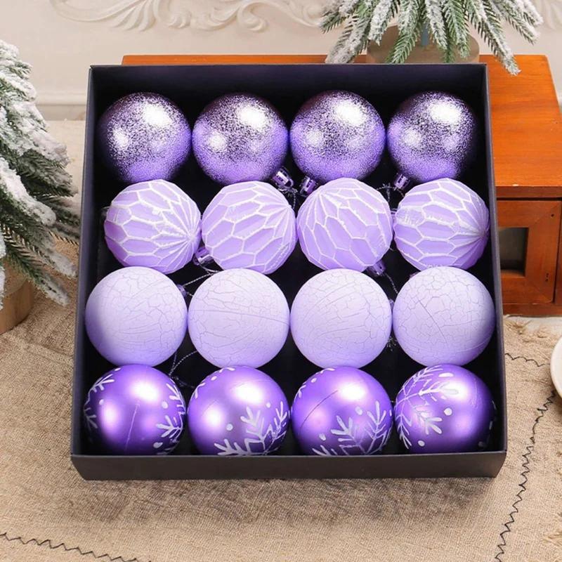 16PCS 6cm Christmas Ball Pendant Christmas Party Tree Decor Christmas Ball Pendant Gift Set New Year Xmas Hanging Ornament