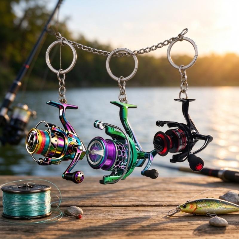 New Cross-Border 2D Flat Acrylic Keychain Fishing Line Winder Pattern With Ring-Shaped Keychain Fashion Pendant Festival Gift
