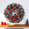 Christmas Wreath With Pine Needles Decorative Ornaments Bow Hanging Loop Door Wall Party Decor