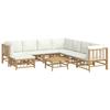 9 Piece Garden Lounge Set with Cream White Cushions Bamboo