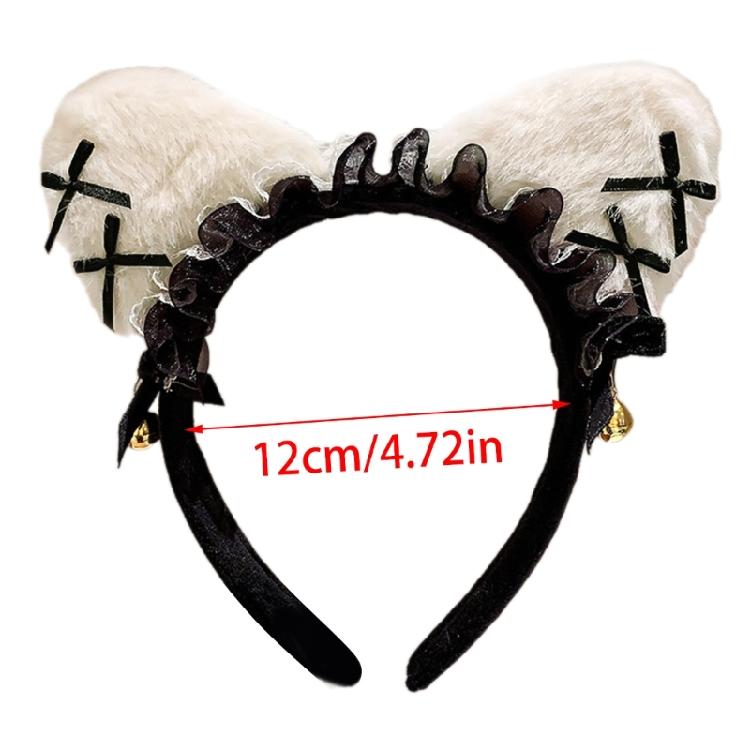 Lace Bowknot Cats Ear Hairhoop for Cats Women Roleplay Anime Maid Headband Party Costume Accessories Christmas Hairband