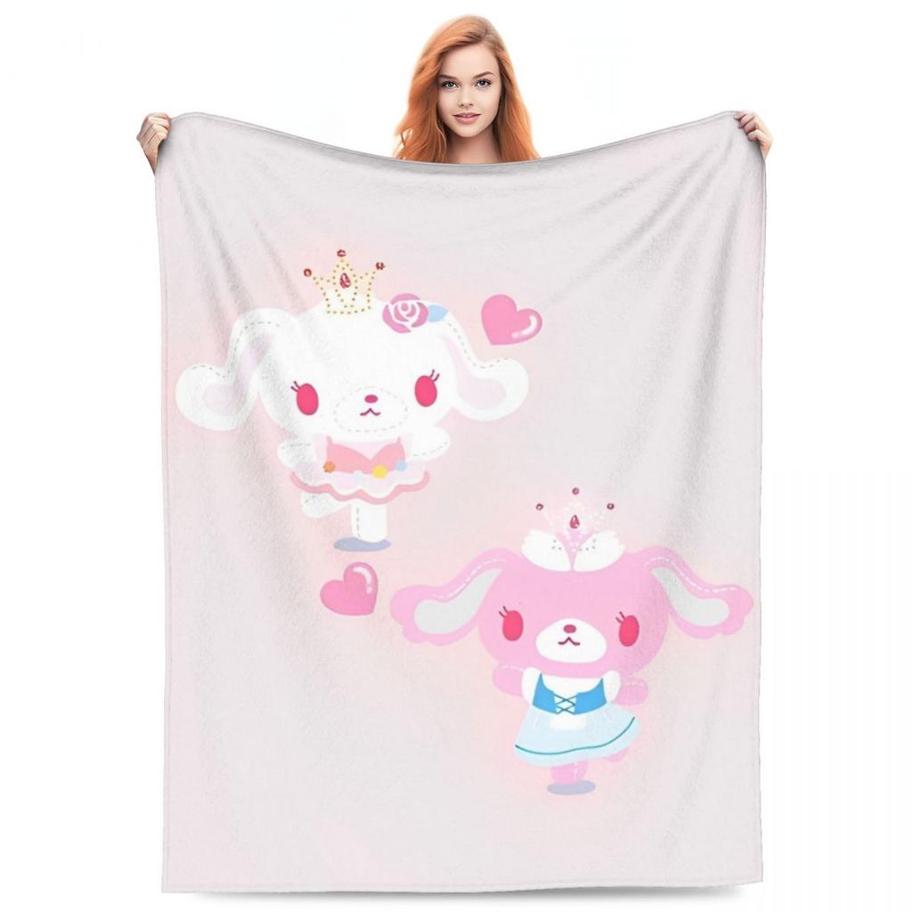 Cute Cartoon Bunny Print Flannel Throw Blanket – Super Warm Soft Plush Quilt for Sofa, Bedroom or Travel, Lightweight Fleece