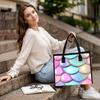 Gradient Mermaid Scale Large Tote Bag Casual Fashion Shoulder Bag for Daily Shopping Travel