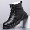 Scarpe Calde in Cotone Invernali High Top da Uomo Nuovi Designer Stivali in Pelle di Mucca Nera Moda Maschile Casual Piattaforma Stivali da Lavoro Uomo