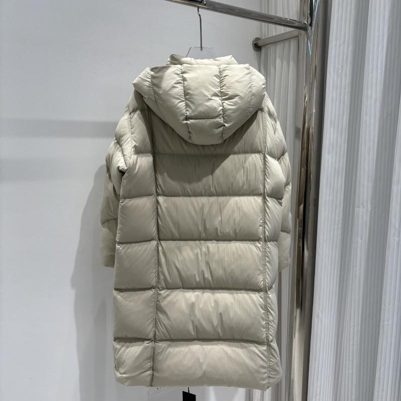 Womens Long Puffer Coat Knee-Length Winter Down Jacket Hooded Thick Loose Fit Elegant Office Style