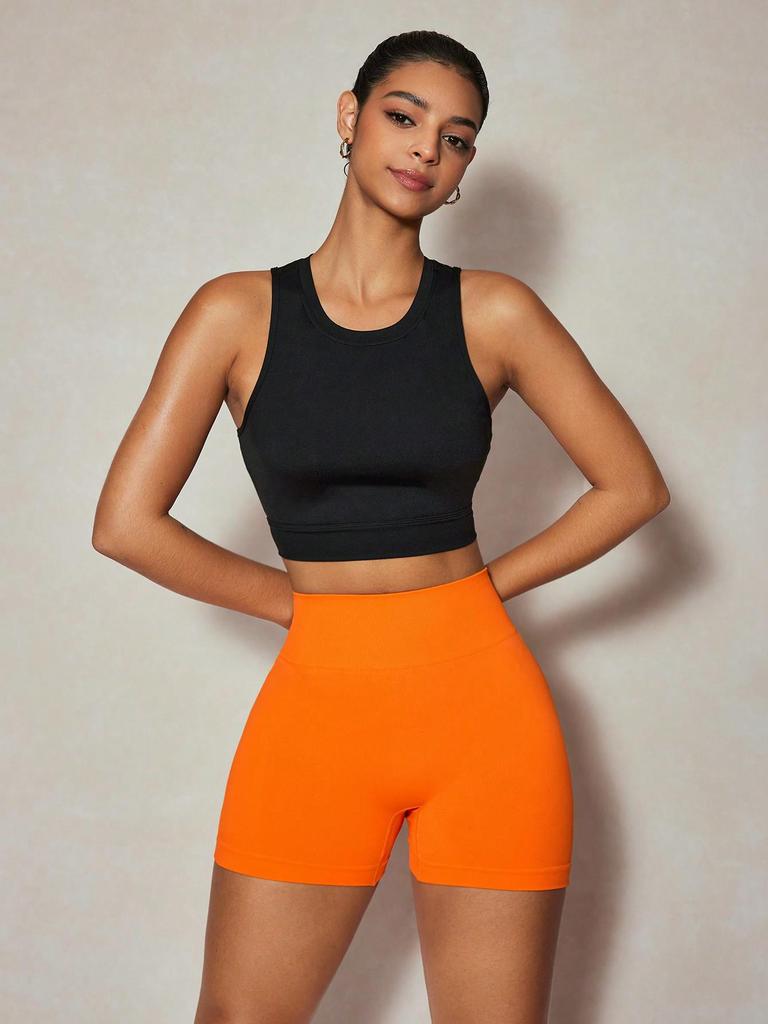 Hohe nahtlose Peach-Lift Fitness-Shorts - Damen Schnelltrocknende Yoga- und Sportbekleidung