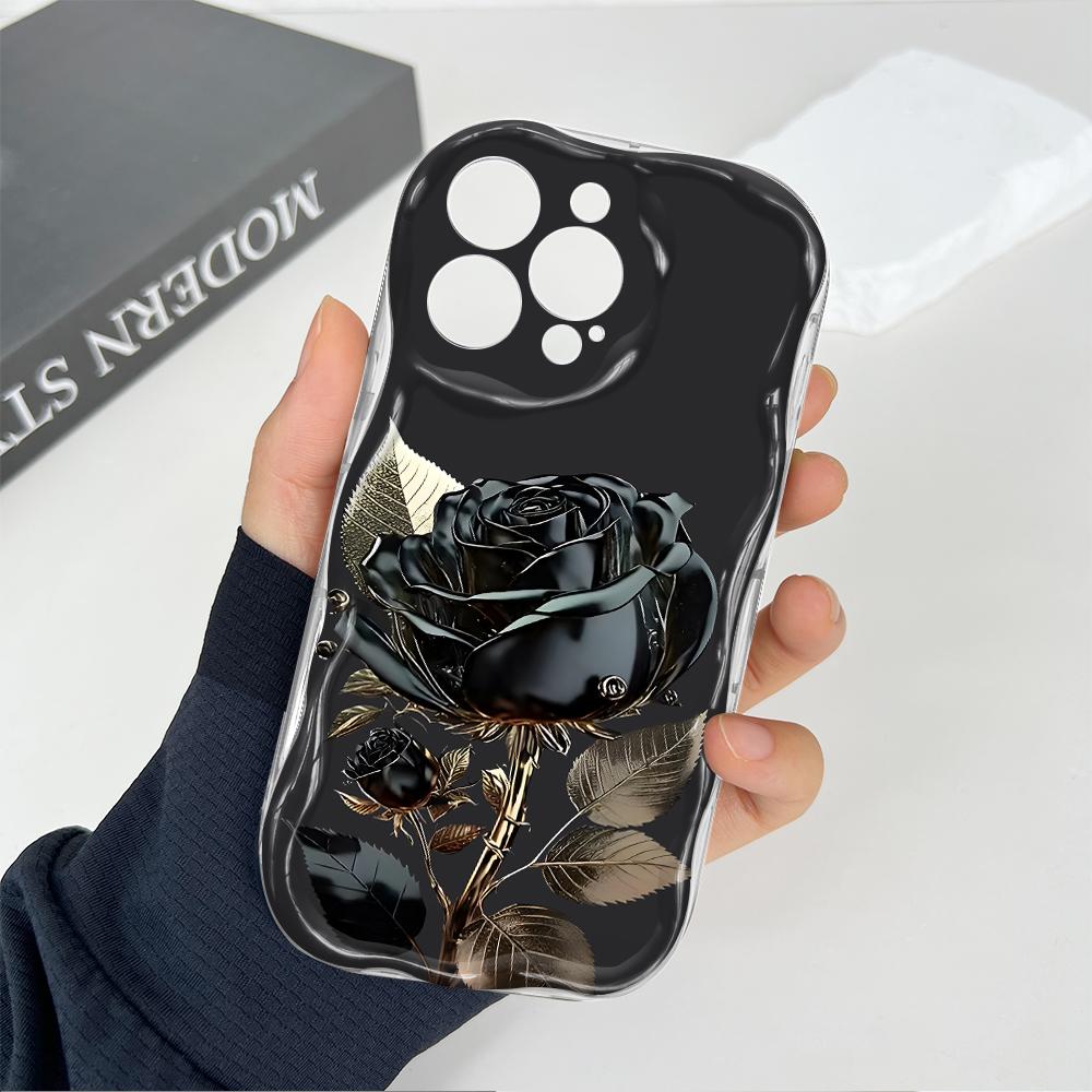 Sött tecknat mönster Krämig textur Skal Vågig kant Mjukt silikonskydd Mobilskal för Huawei Honor Infinix Tecno iPhone