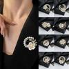 Shinning Crystal Rhinestone Flower Brooch Pearl-Set Alloy Vintage Style Pearl Flower Brooch Diamond Alloy Floral Brooch