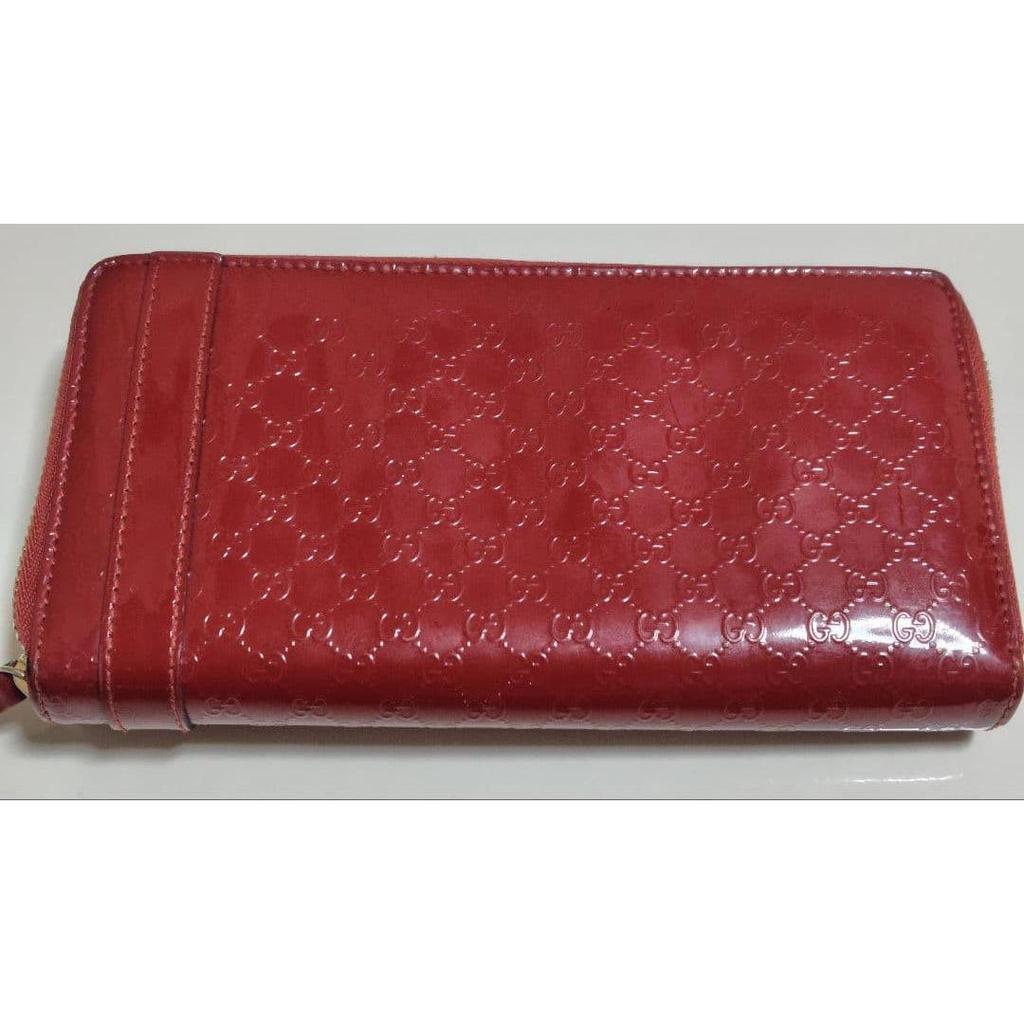Used Gucci Long Wallet Microguccissima Nice Round Zipper Red With Box