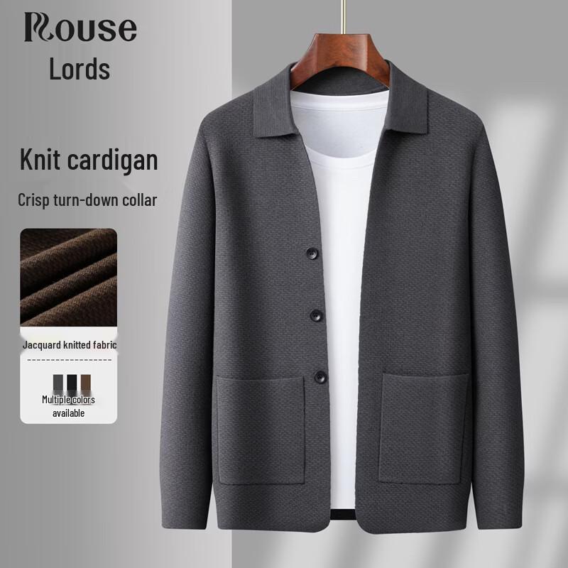 Men s Collared Knit Cardigan Jacket 185
