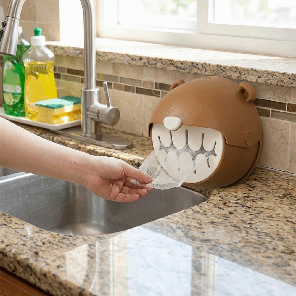 Bear Shape Plastic Wrap Storage Box Punch-Free Fresh Keeping Bags Dispenser  Bathroom