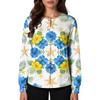 Women's Casual Long Sleeve Single Breasted Hawaiian Floral Print Nurse Jacket Cardigan Top Lightweight Comfortable Workwear