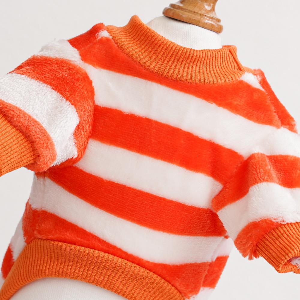 Embroidery Fleece Pet Clothes Warm Striped Pat Tern Universal Size Winter Wear Cat Dog Apparel Soft Fabric Puppy Winter Clothing