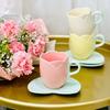 Lovely Tulip Drinking Cup with Saucer Ceramic Tulip Shaped Teacup Creative Vintage Mug Home Afternoon Tea Cappuccino Tableware